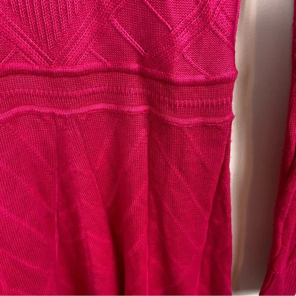 Jessica Simpson Fuchsia Pink Bright Long Sleeve A-Line Sweater Dress XS Fitted - Picture 9 of 11
